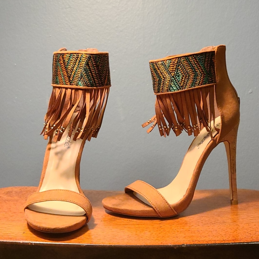 Brand new statement heels with fringe! - Picture 1 of 3